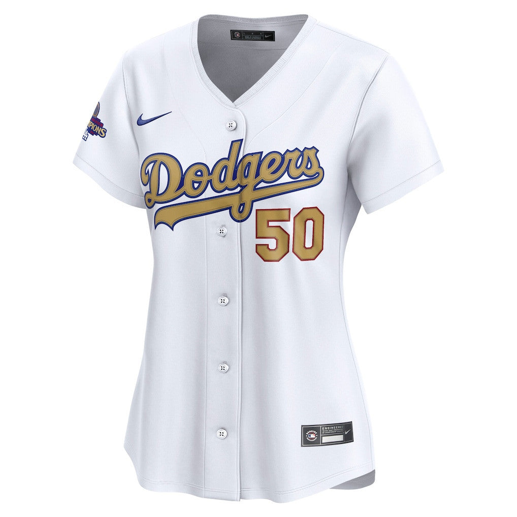 Mookie Betts 50 Los Angeles Dodgers Women's 2025 Gold Collection Limited Jersey - White