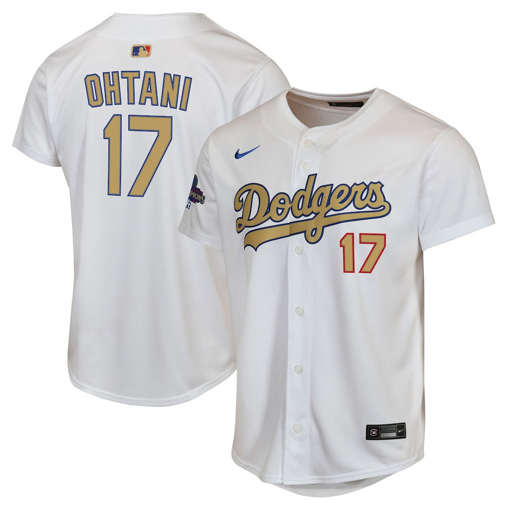 Shohei Ohtani 17 Los Angeles Dodgers 2025 Gold Collection Limited YOUTH Jersey - White