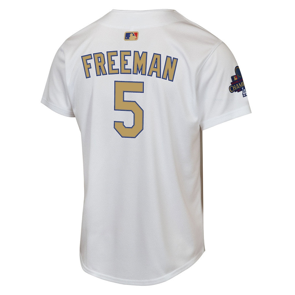 Freddie Freeman 5 Los Angeles Dodgers 2025 Gold Collection Limited YOUTH Jersey - White