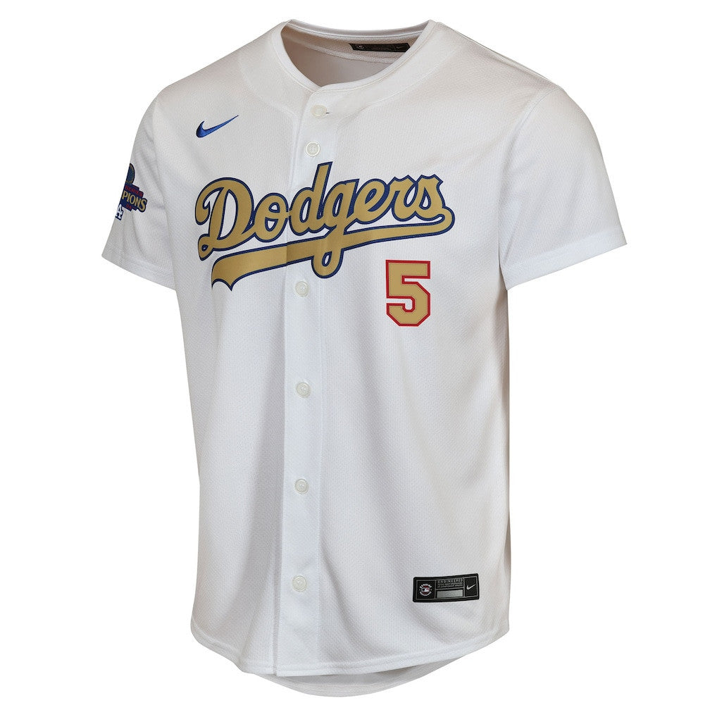 Freddie Freeman 5 Los Angeles Dodgers 2025 Gold Collection Limited YOUTH Jersey - White
