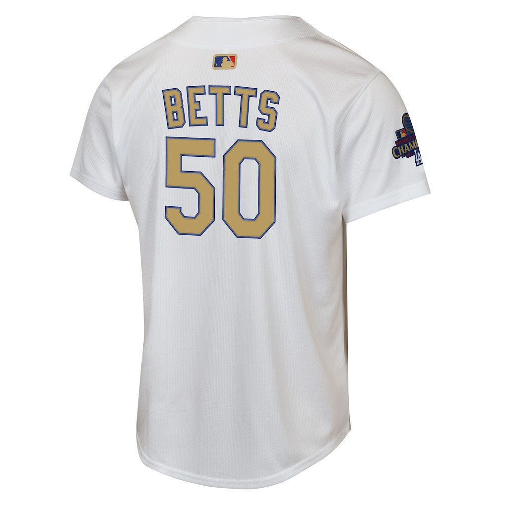 Mookie Betts 50 Los Angeles Dodgers 2025 Gold Collection Limited YOUTH Jersey - White