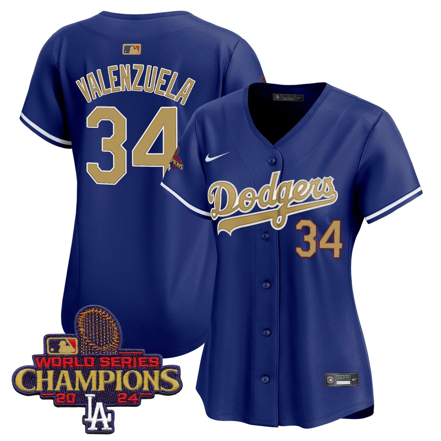 Fernando Valenzuela 34 Los Angeles Dodgers Women's 2025 Gold Collection Limited Jersey - Royal