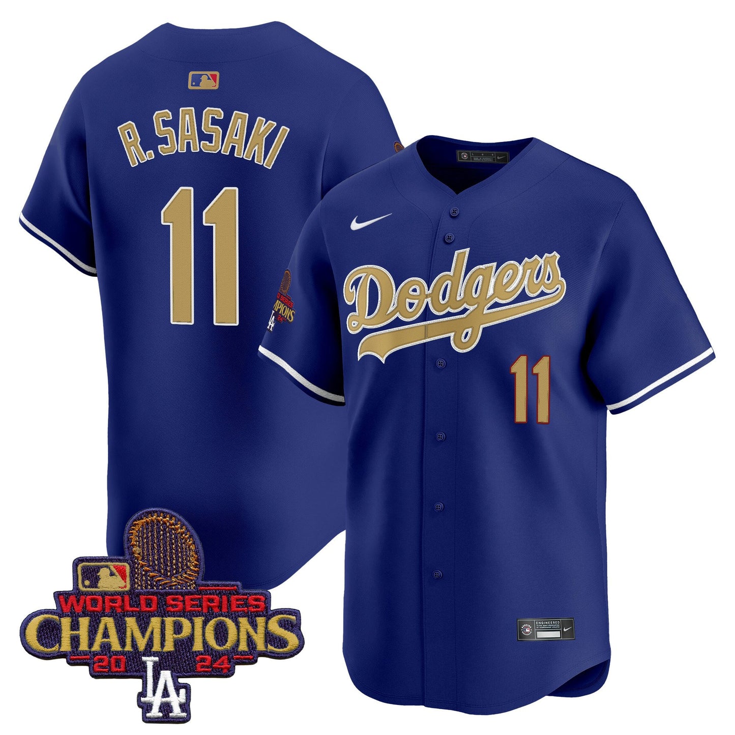Roki Sasaki 11 Los Angeles Dodgers 2025 Gold Collection Limited Men Jersey - Royal