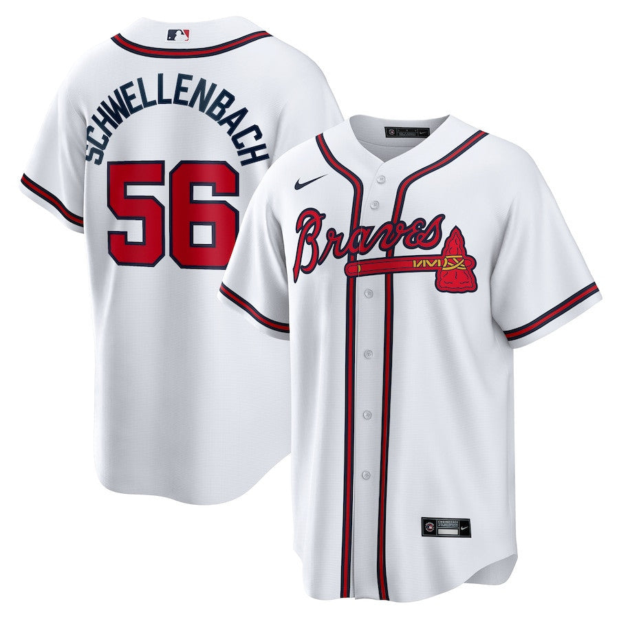 Spencer Schwellenbach 56 Atlanta Braves Home Men Jersey - White