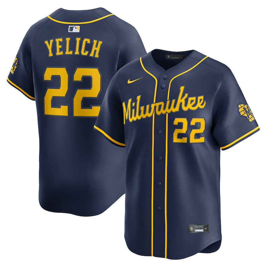 Christian Yelich 22 Milwaukee Brewers Alternate Limited Men Jersey - Navy