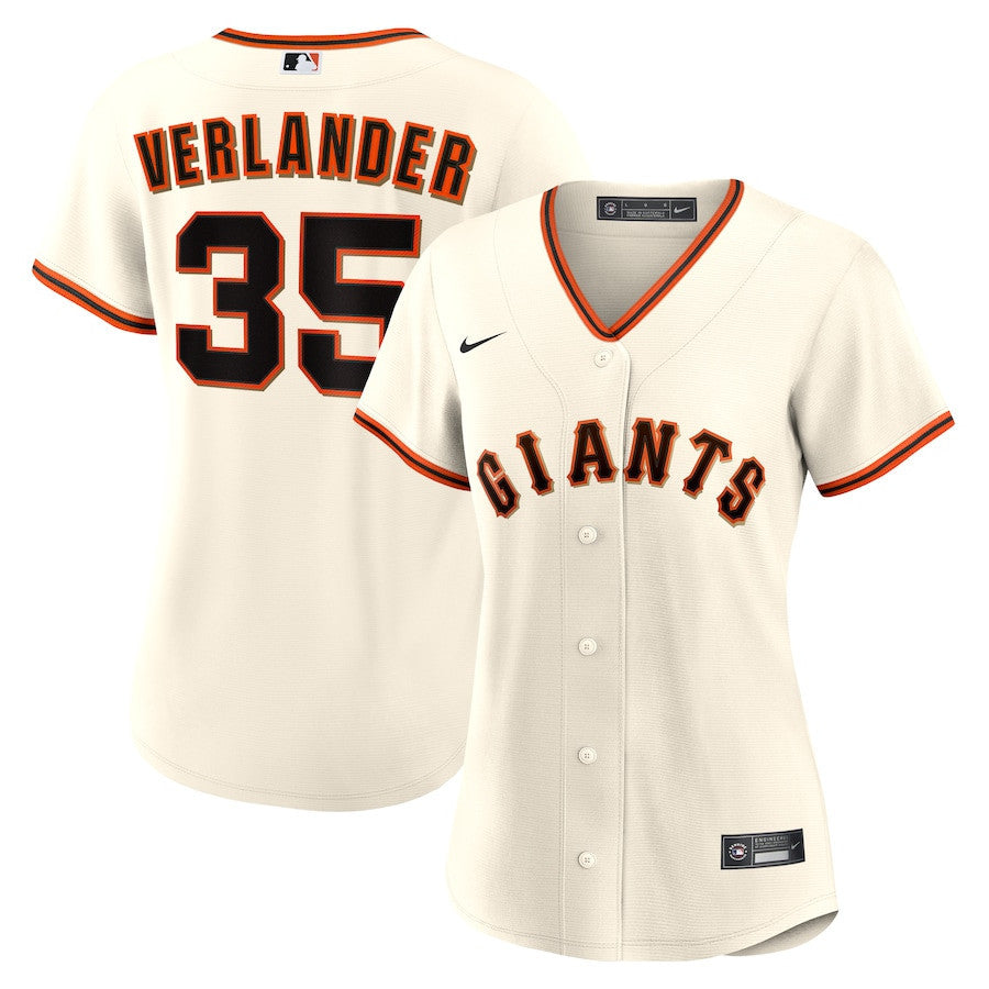 Justin Verlander 35 San Francisco Giants Women's Home Jersey - Cream