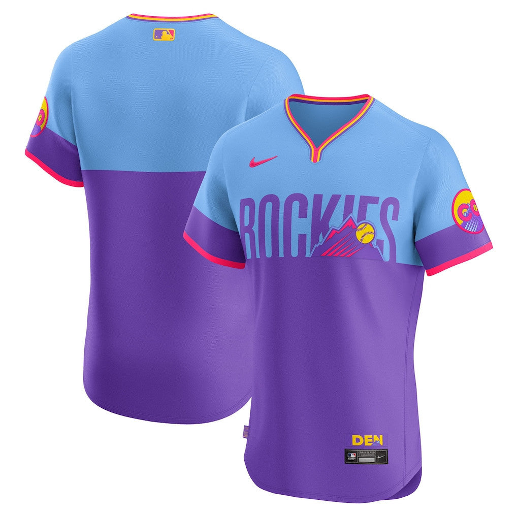 Colorado Rockies 2025 City Connect Elite Men Jersey - Purple/Light Blue