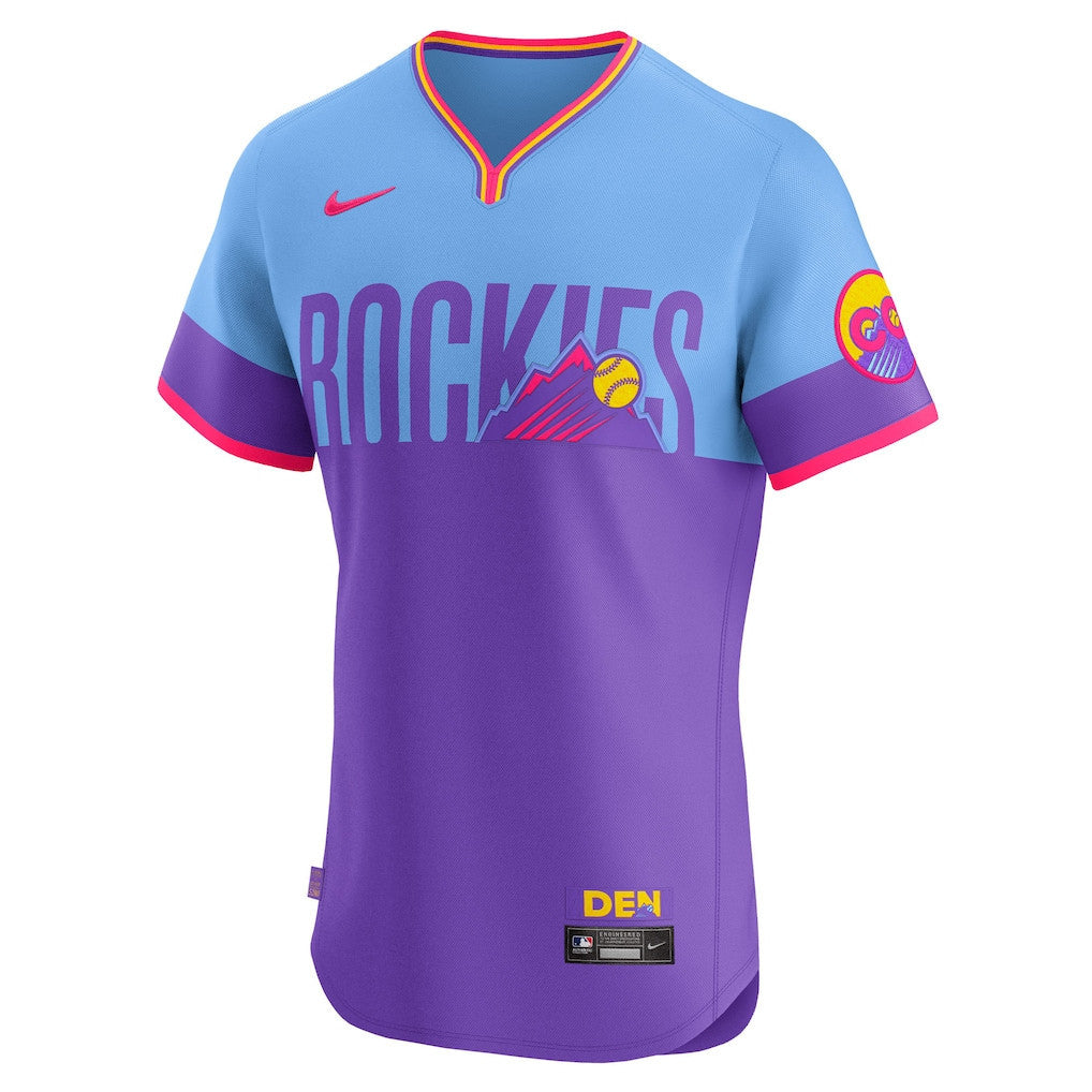 Colorado Rockies 2025 City Connect Elite Men Jersey - Purple/Light Blue