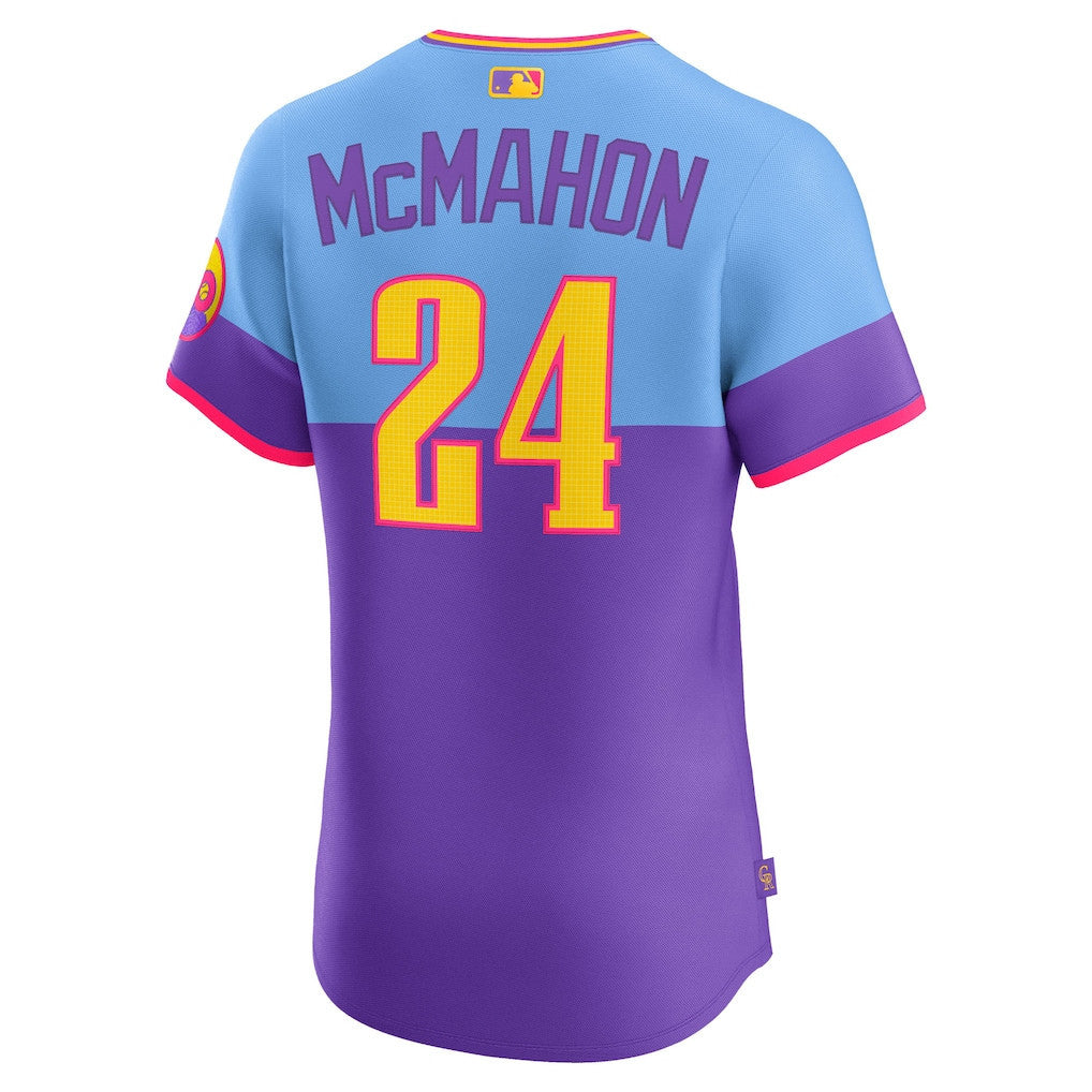 Ryan McMahon 24 Colorado Rockies 2025 City Connect Elite Player Men Jersey - Purple/Light Blue