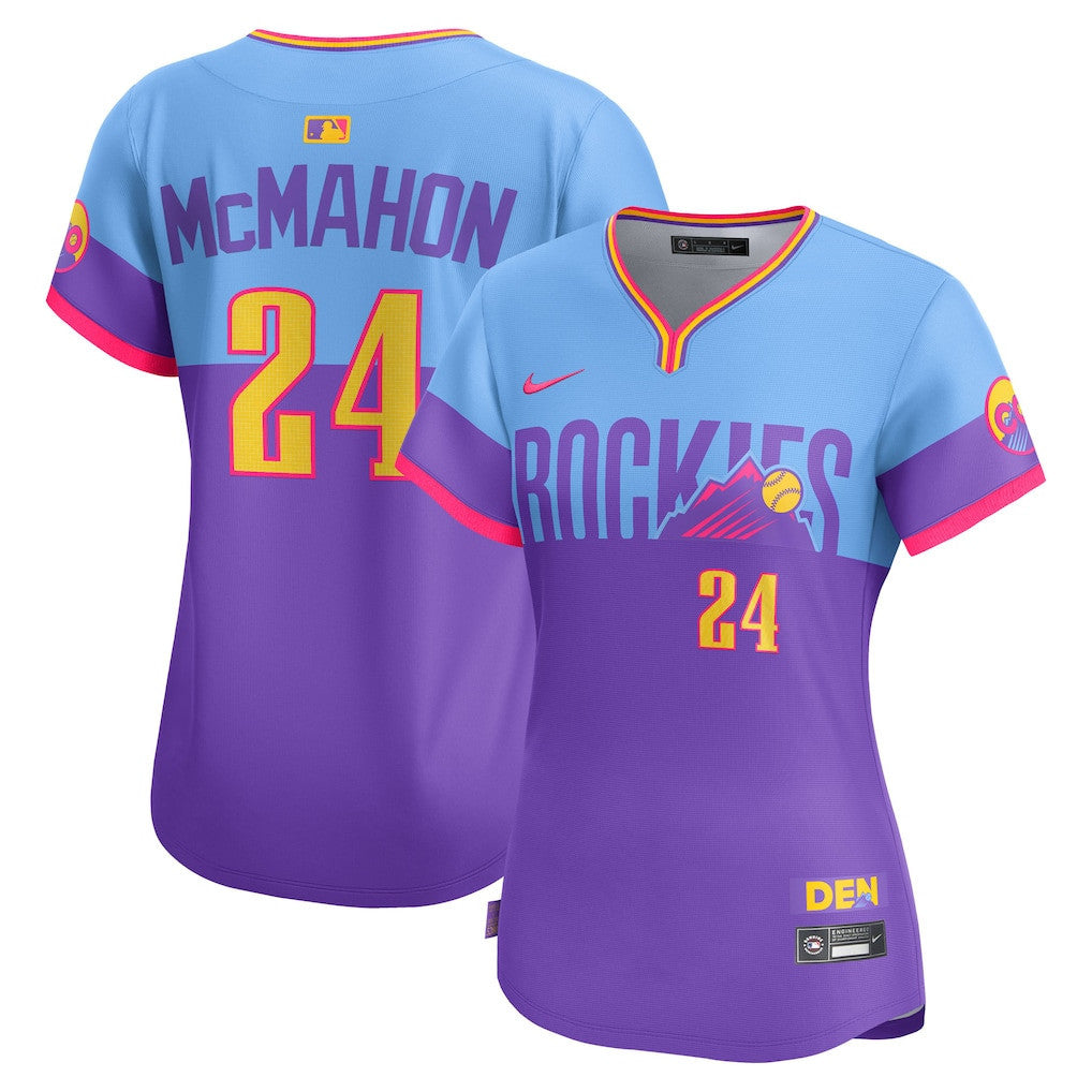 Ryan McMahon 24 Colorado Rockies Women's 2025 City Connect Limited Jersey - Purple/Light Blue