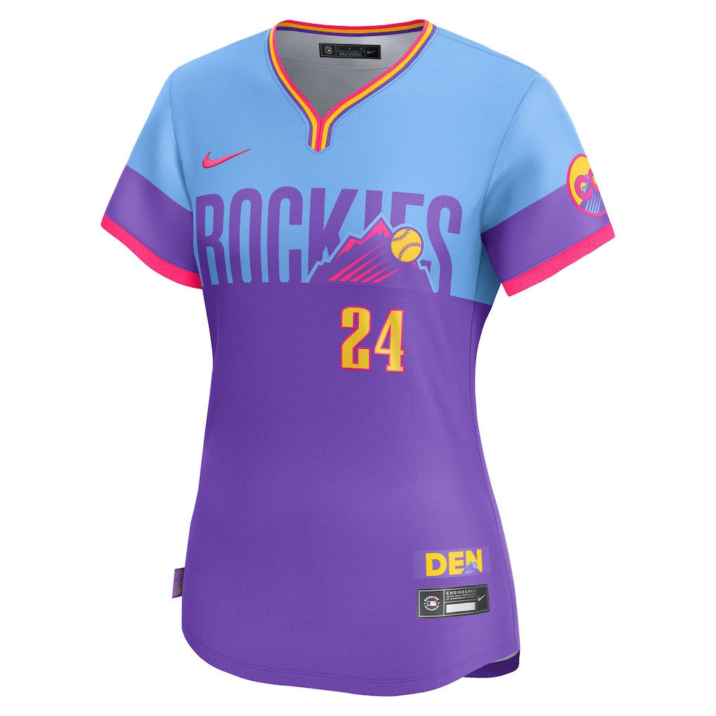 Ryan McMahon 24 Colorado Rockies Women's 2025 City Connect Limited Jersey - Purple/Light Blue