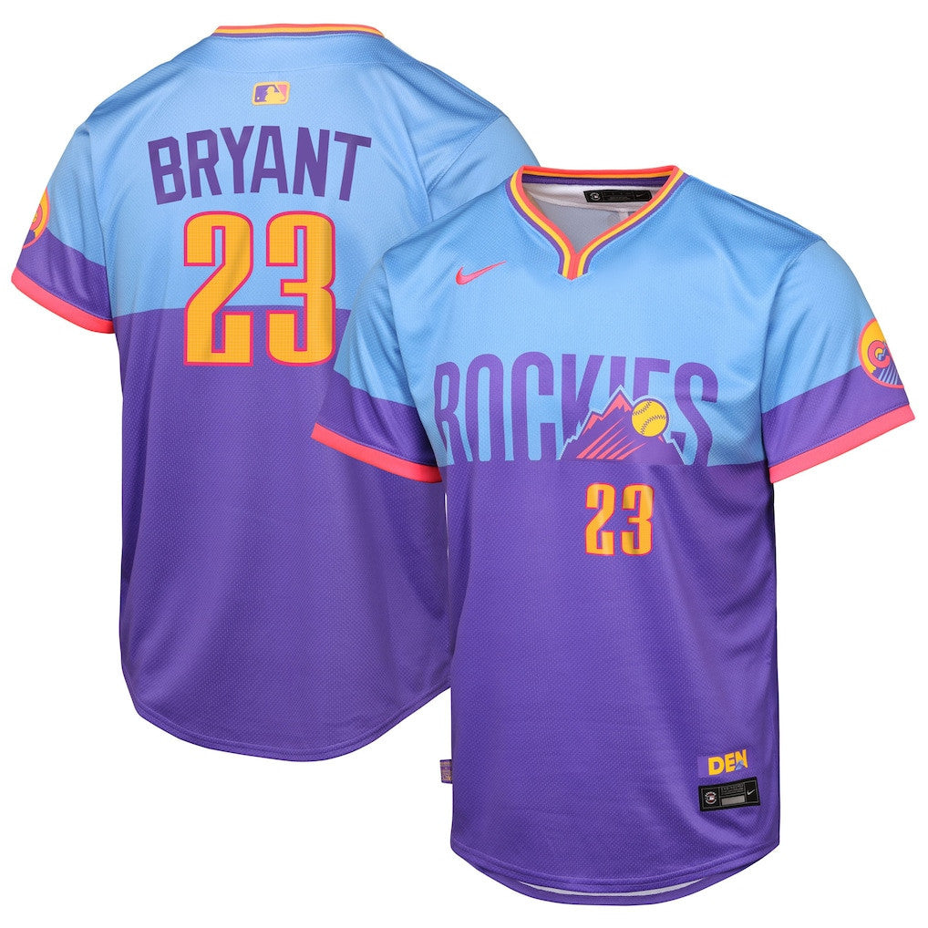 Kris Bryant 23 Colorado Rockies 2025 City Connect Limited YOUTH Jersey - Purple/Light Blue