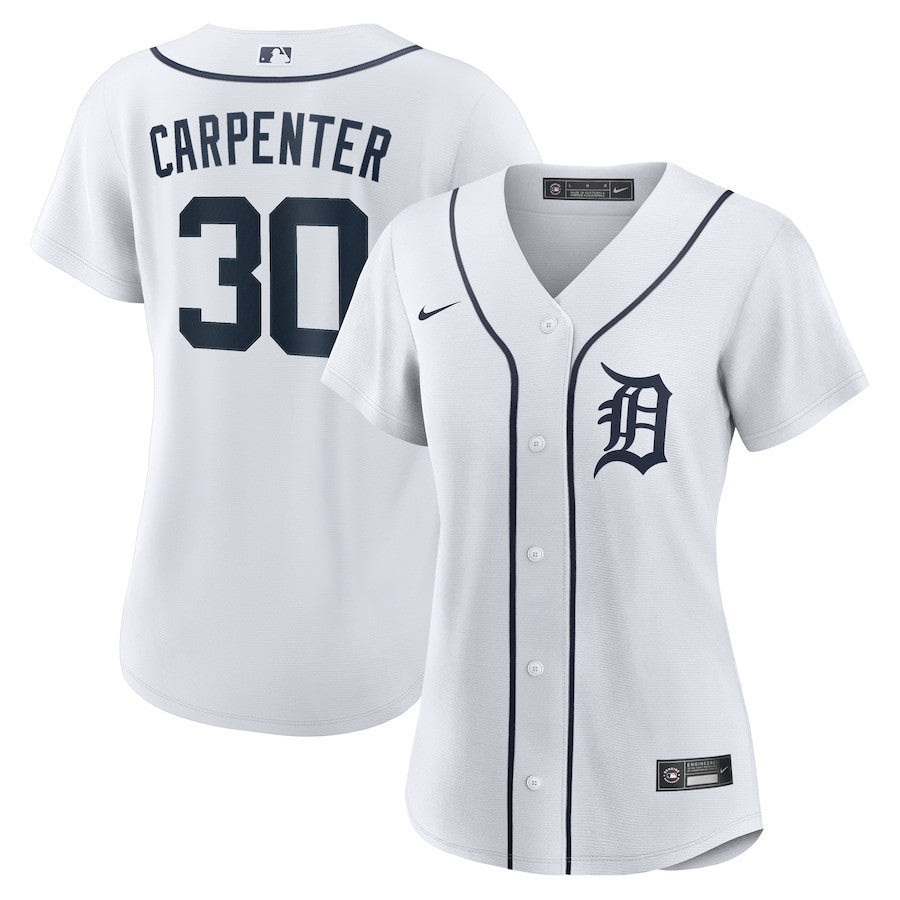 Kerry Carpenter 30 Detroit Tigers Women's Home Jersey - White