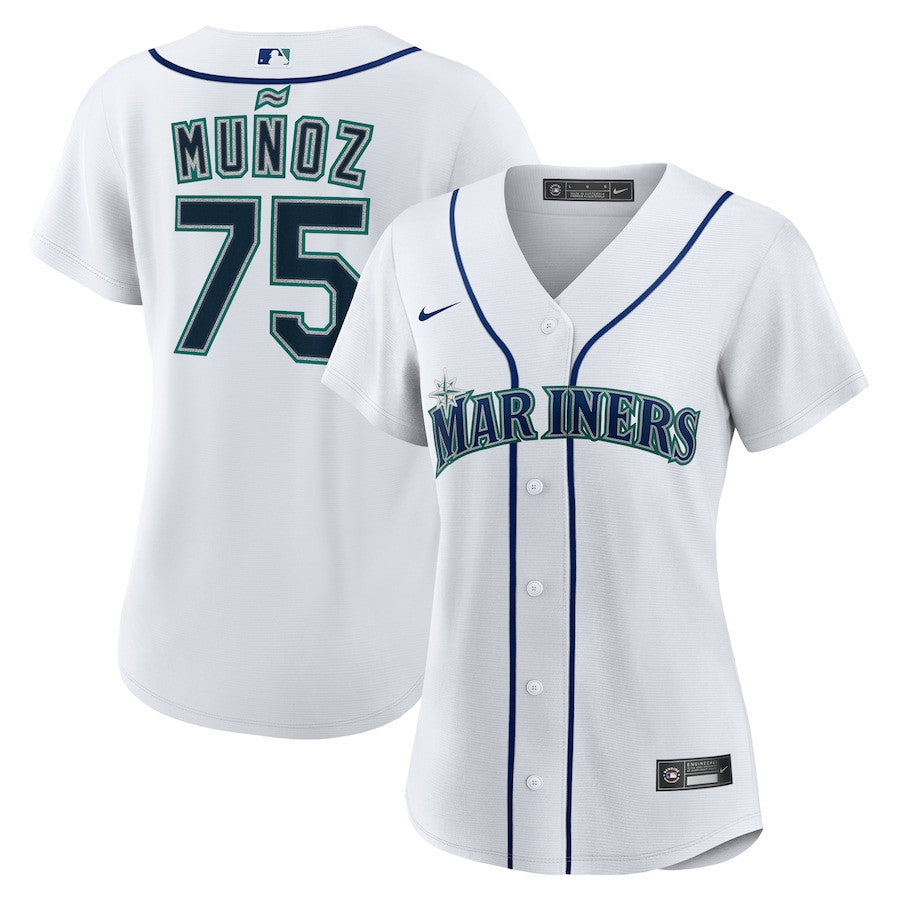 Andres Munoz 75 Seattle Mariners Women's Home Jersey - White