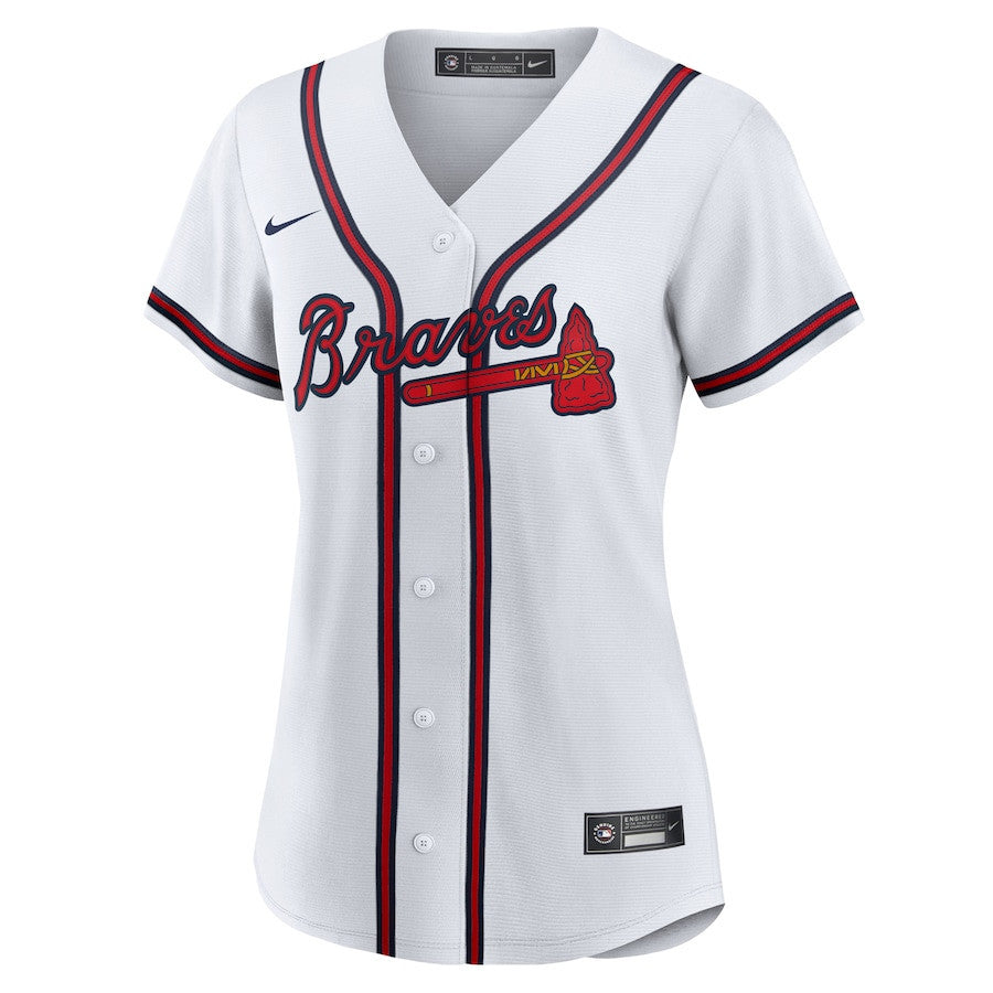 Spencer Schwellenbach 56 Atlanta Braves Women's Home Jersey - White