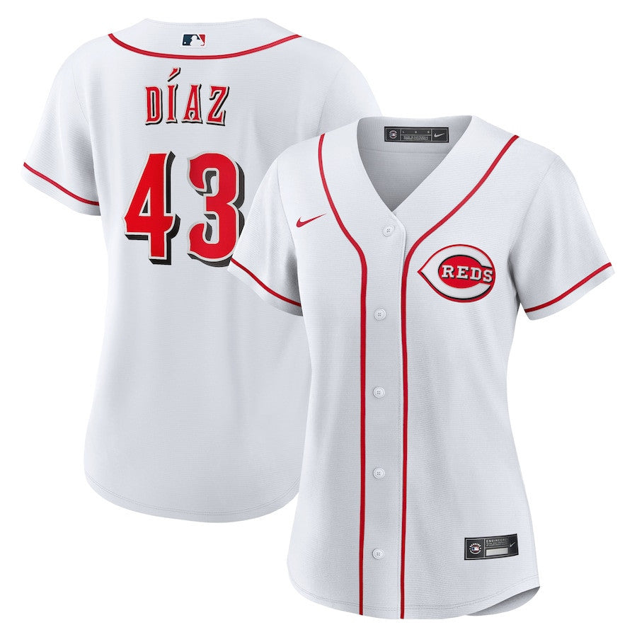 Alexis Diaz 43 Cincinnati Reds Women's Home Jersey - White
