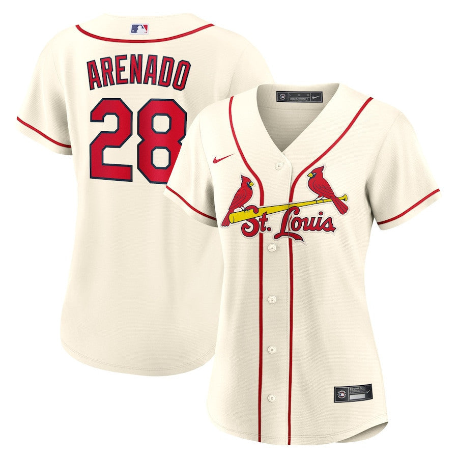 Nolan Arenado 28 St. Louis Cardinals Women's Alternate Jersey - Cream