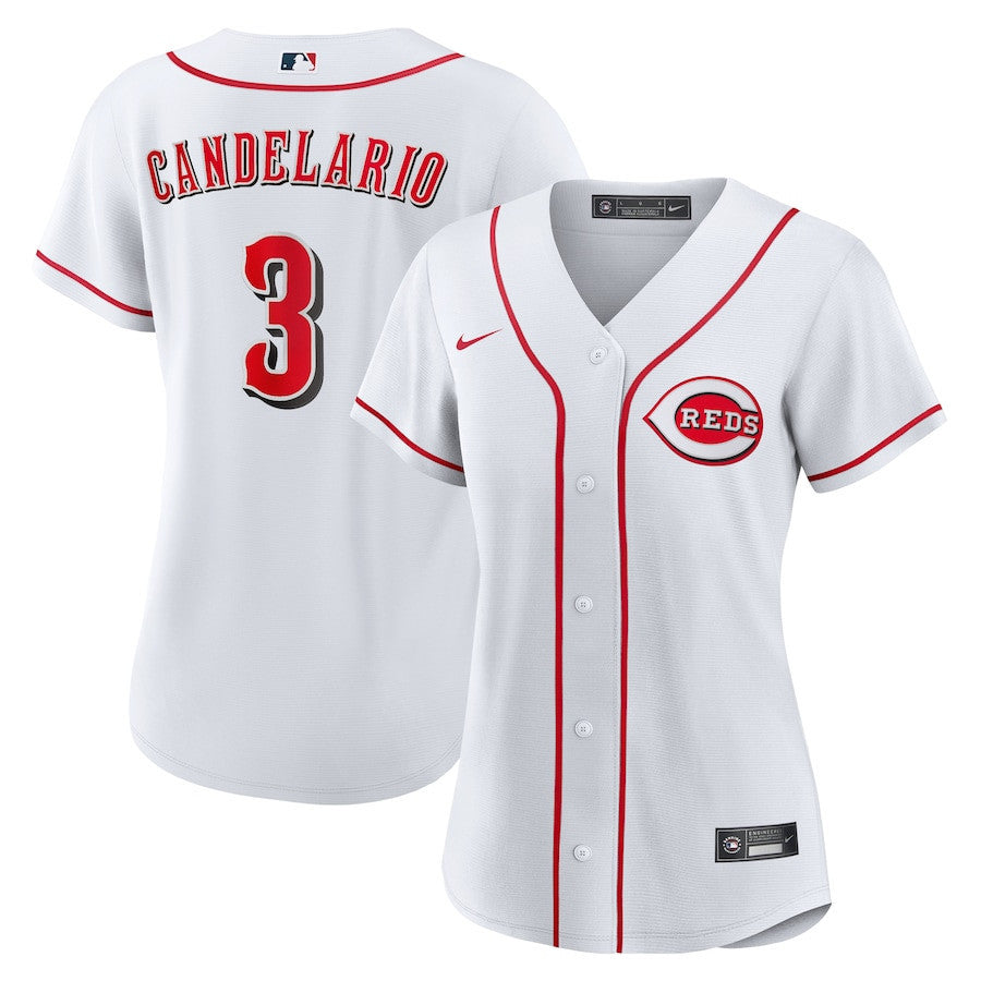 Jeimer Candelario 3 Cincinnati Reds Women's Home Jersey - White