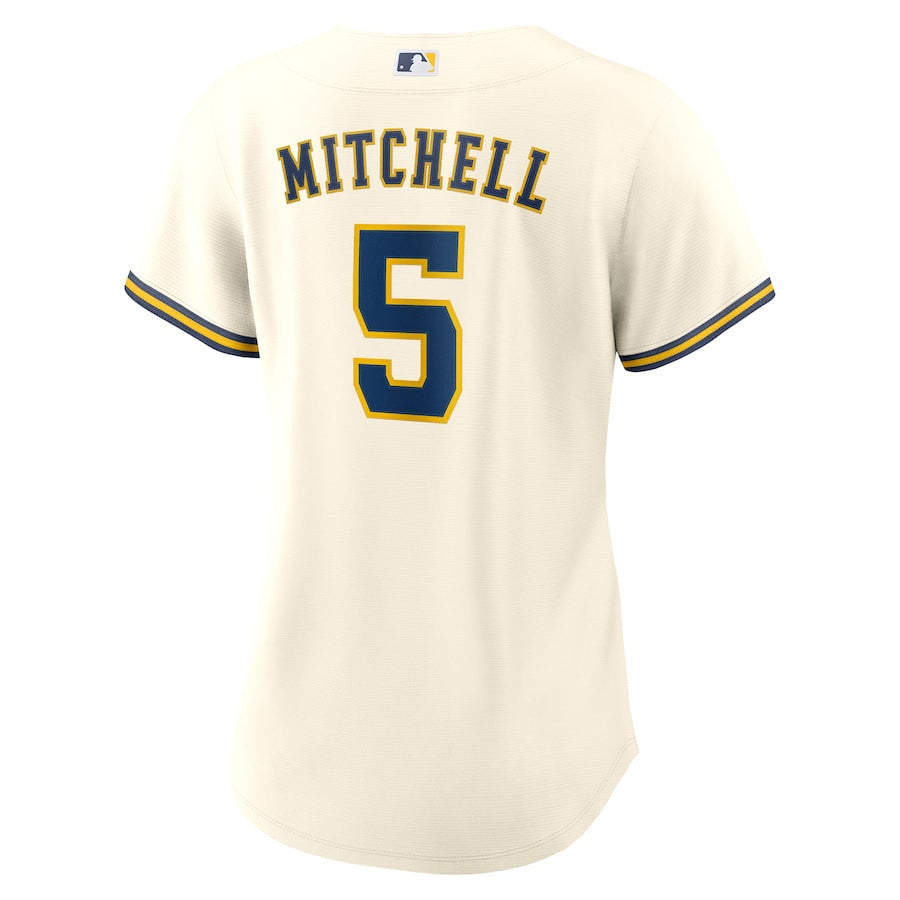 Garrett Mitchell 5 Milwaukee Brewers Women's Home Jersey - White