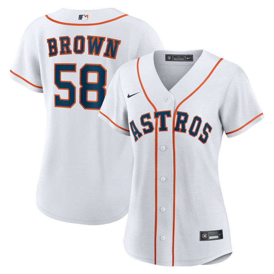 Hunter Brown 58 Houston Astros Women's Home Jersey - White