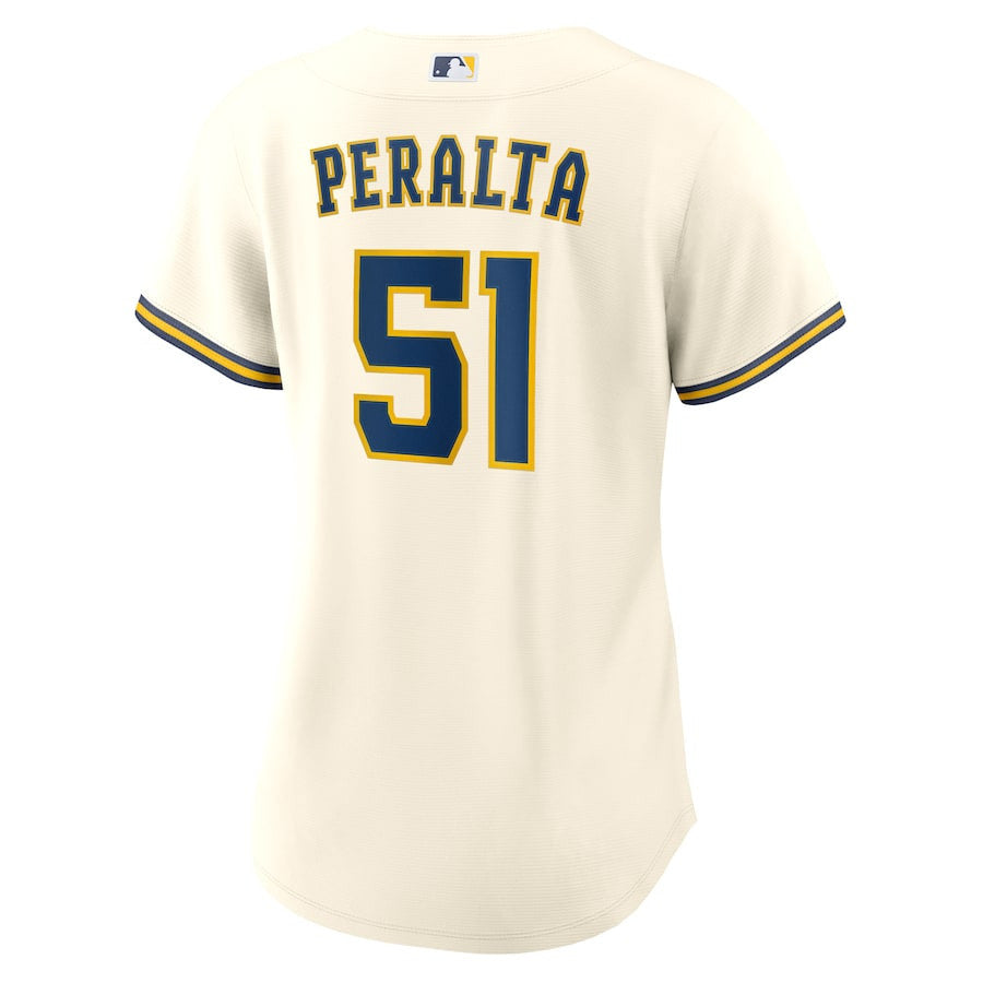 Freddy Peralta 51 Milwaukee Brewers Women's Home Jersey - Cream