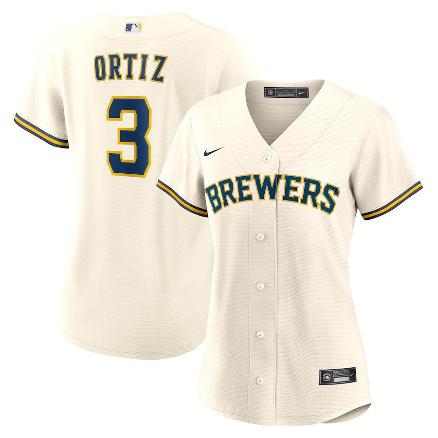 Joey Ortiz 3 Milwaukee Brewers Women's Home Jersey - Cream