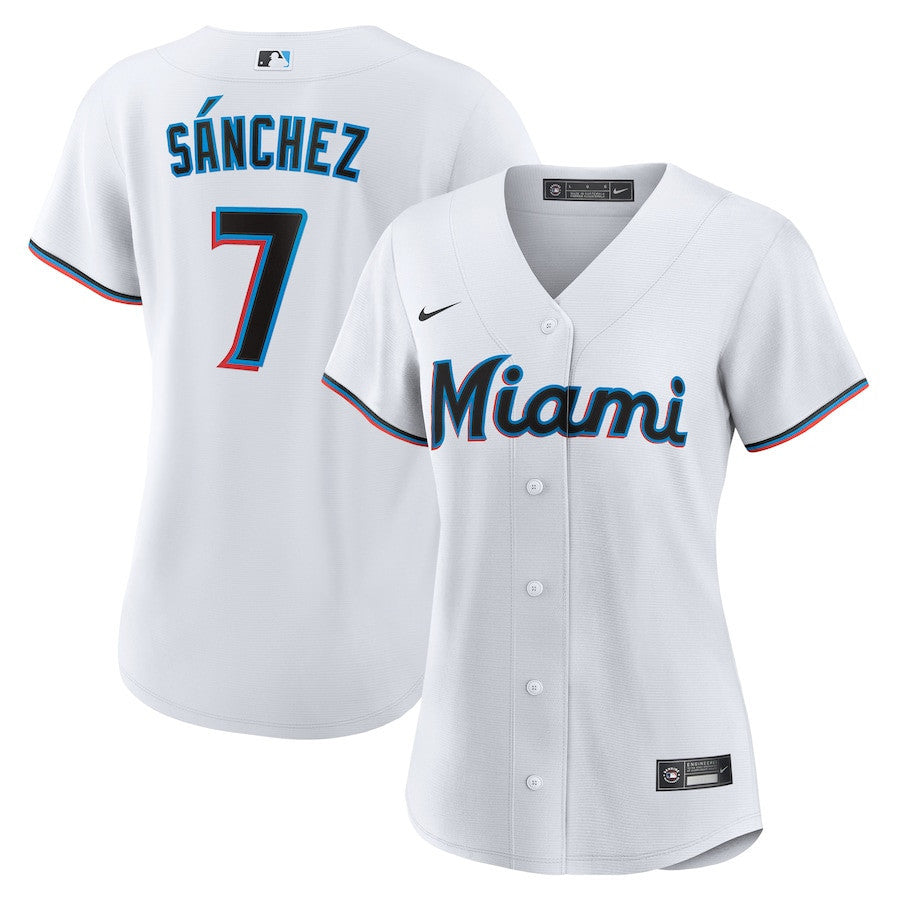 Jesús Sánchez 7 Miami Marlins Women's Home Jersey - White