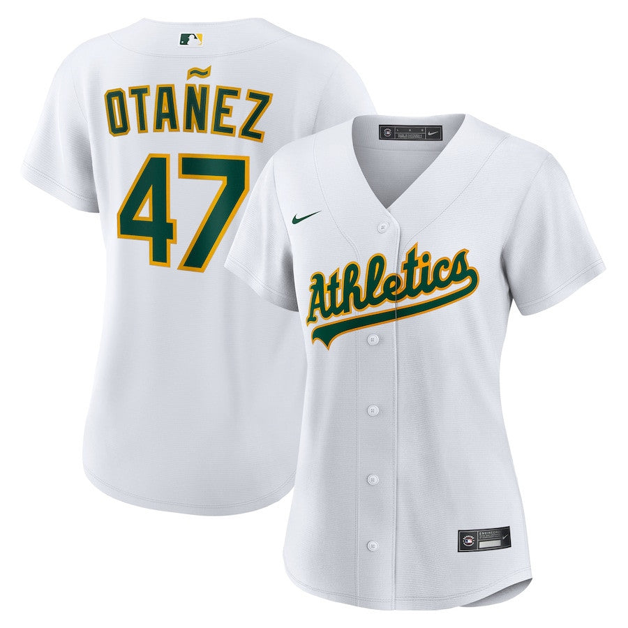 Michel Otañez 47 Athletics Women's Home Jersey - White