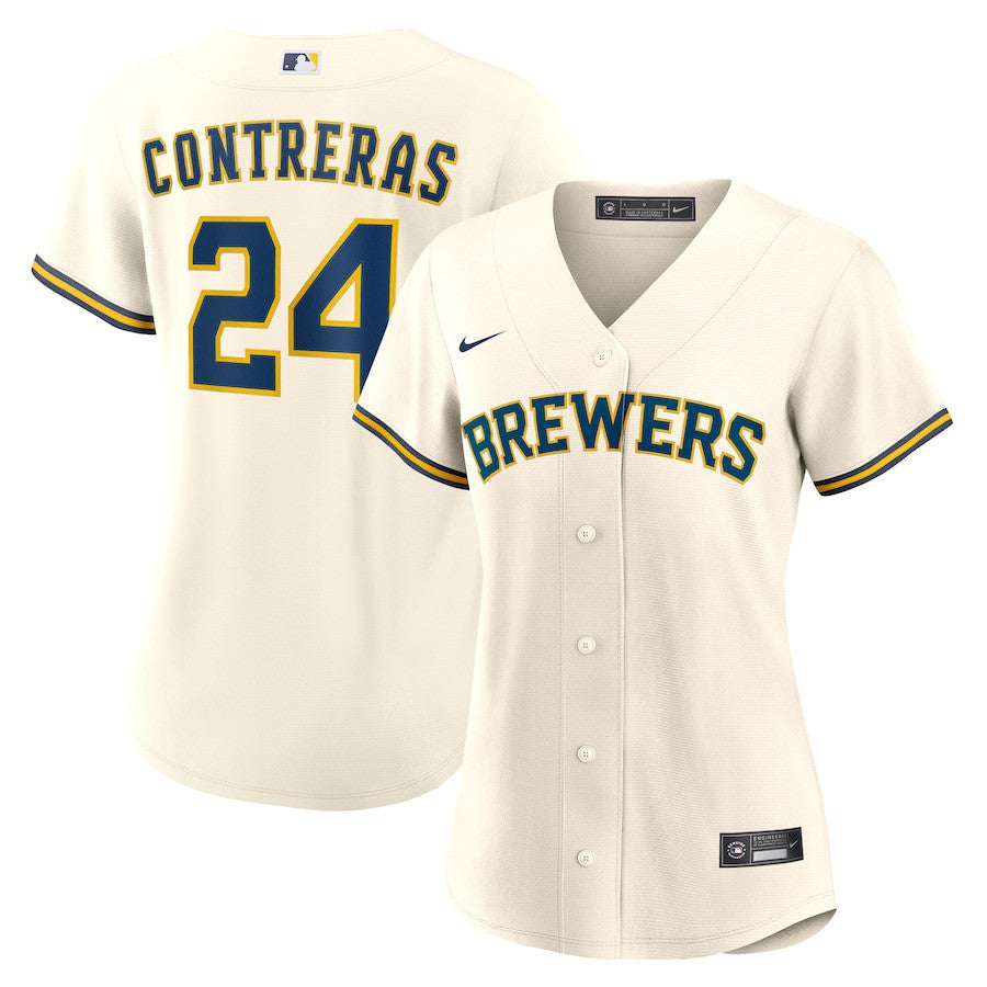 William Contreras 24 Milwaukee Brewers Women's Home Jersey - Cream