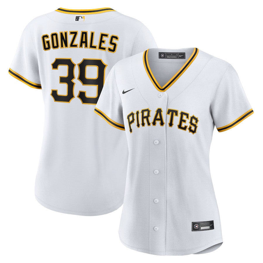 Nick Gonzales 39 Pittsburgh Pirates Women's Home Jersey - White