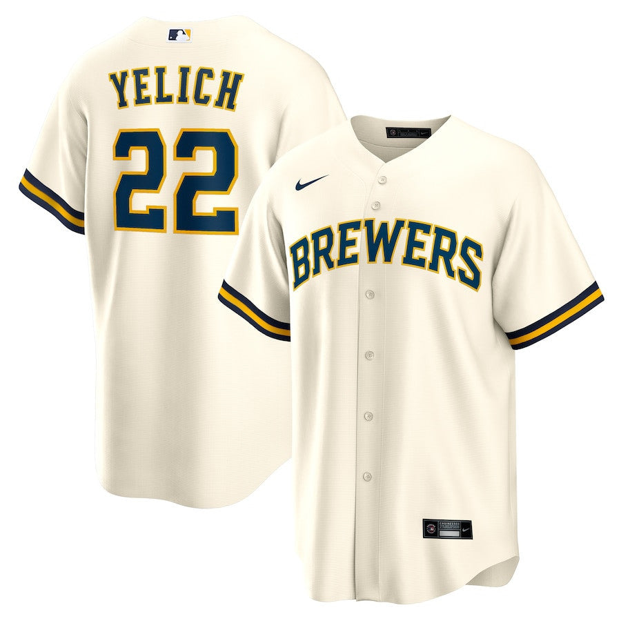 Christian Yelich 22 Milwaukee Brewers Home Men Jersey - White