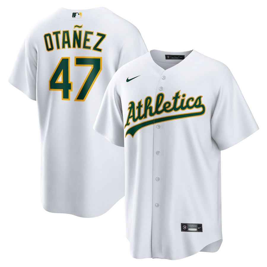 Michel Otañez 47 Athletics Home Men Jersey - White
