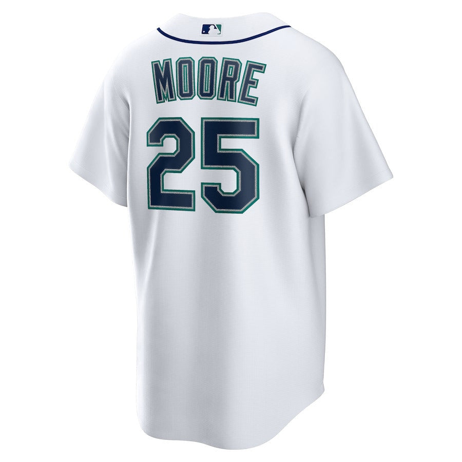 Dylan Moore 25 Seattle Mariners Home Men Jersey - White