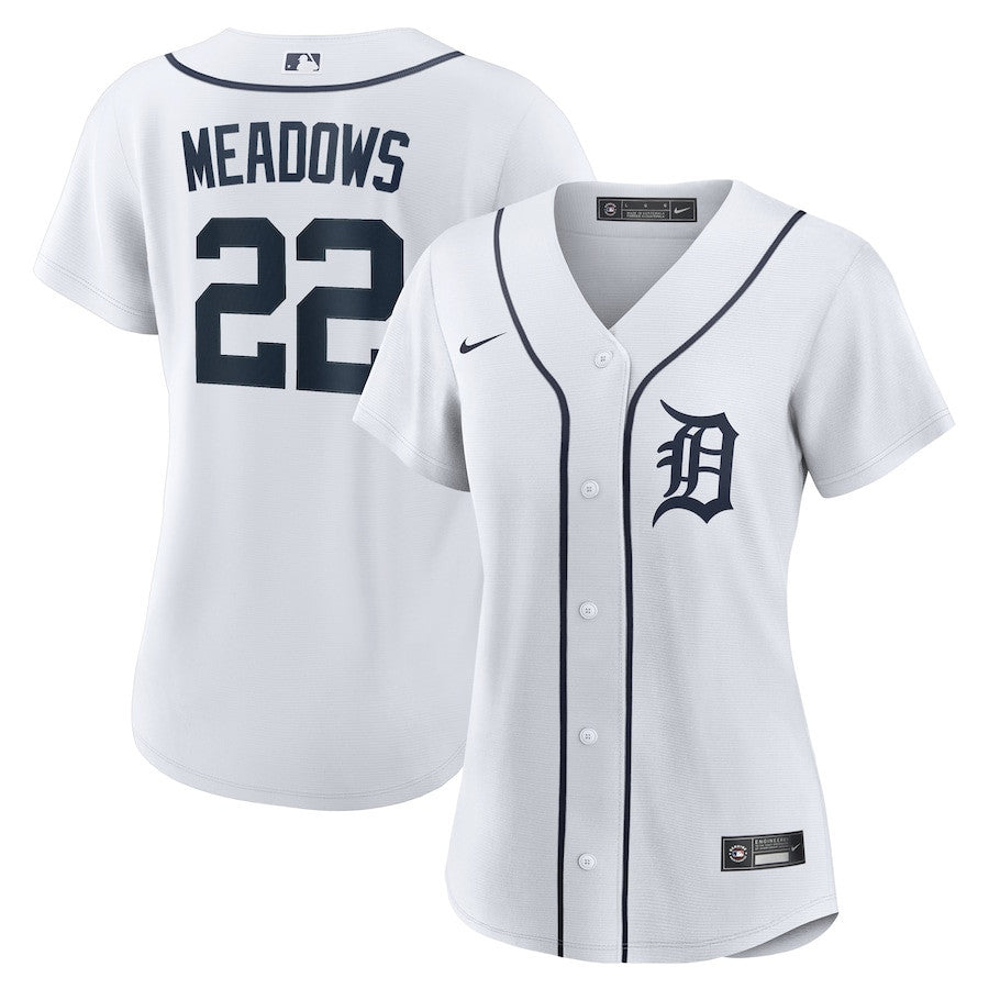 Parker Meadows 22 Detroit Tigers Home Women Jersey - White