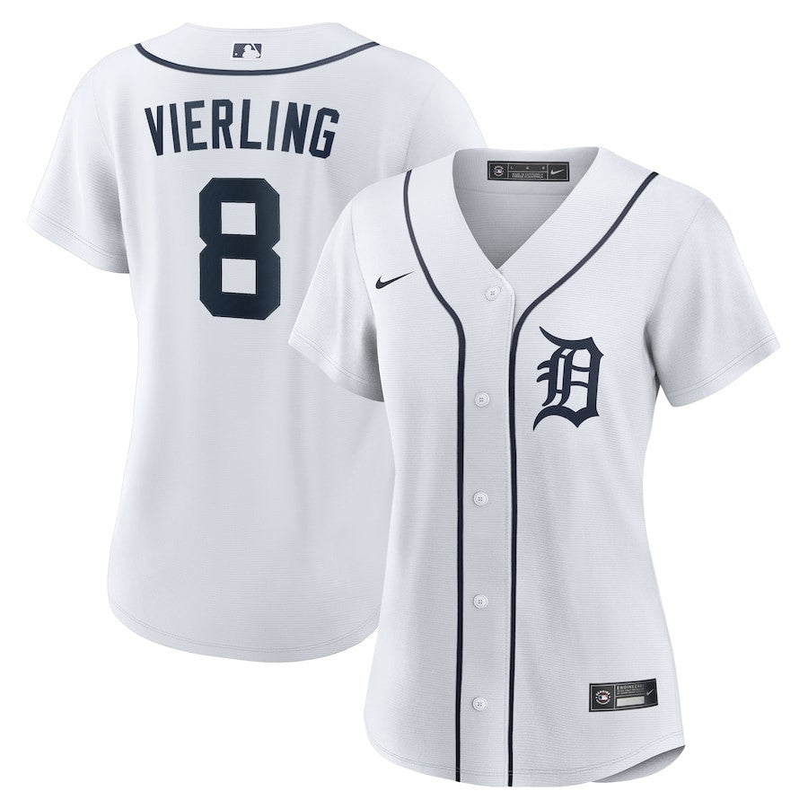 Matt Vierling 8 Detroit Tigers Home Women Jersey - White