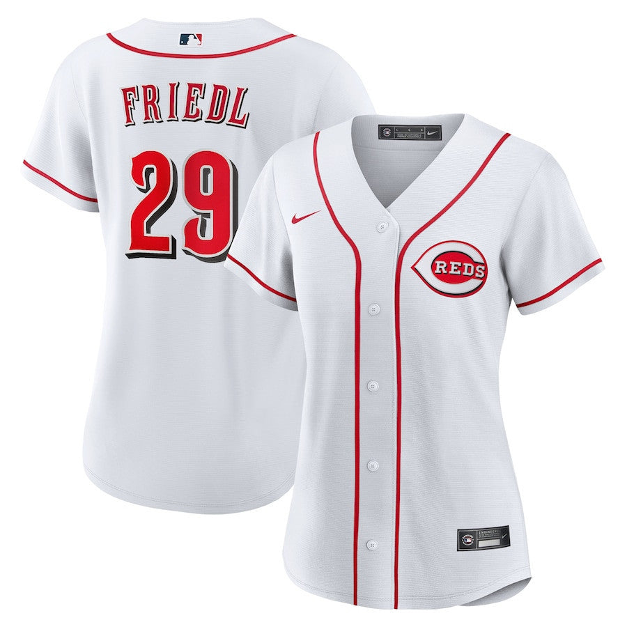 TJ Friedl 29 Cincinnati Reds Home Women Jersey - White
