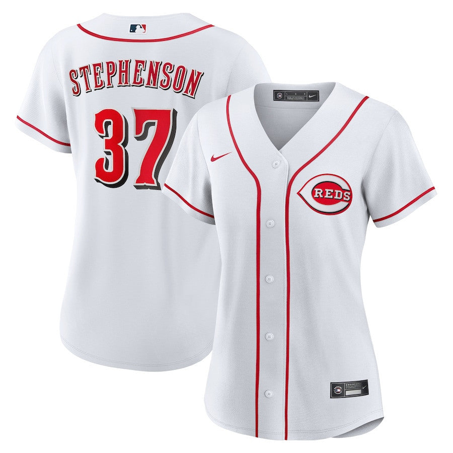 Tyler Stephenson 37 Cincinnati Reds Home Women Jersey - White