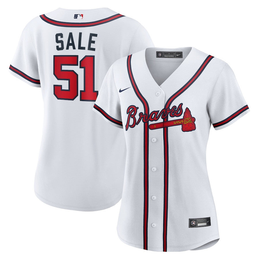 Chris Sale 51 Atlanta Braves Home Women Jersey - White