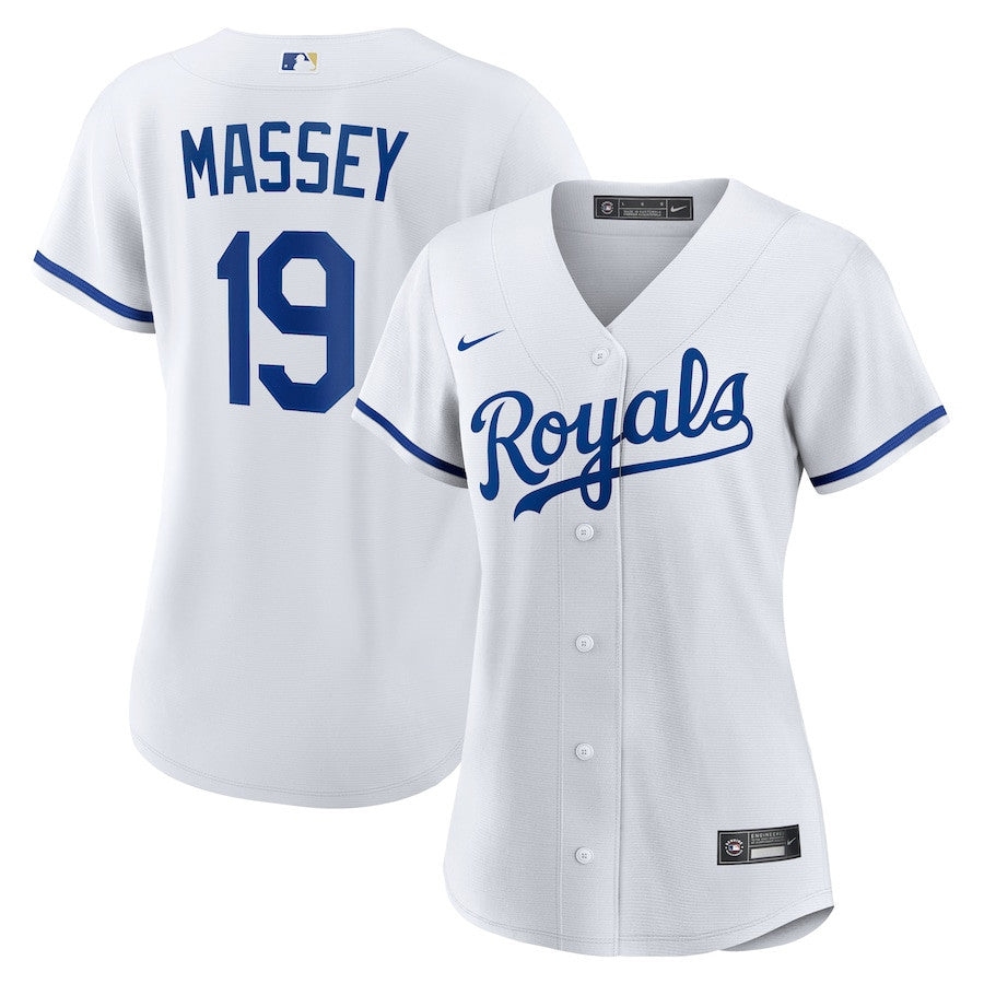 Michael Massey 19 Kansas City Royals Home Women Jersey - White