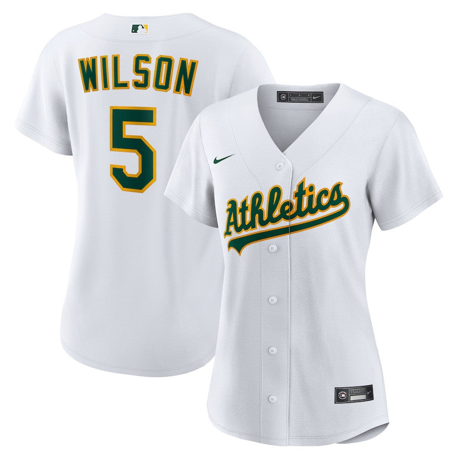 Jacob Wilson 5 Athletics Home Women Jersey - White