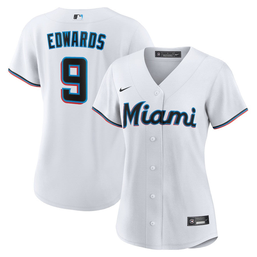Xavier Edwards 9 Miami Marlins Home Women Jersey - White