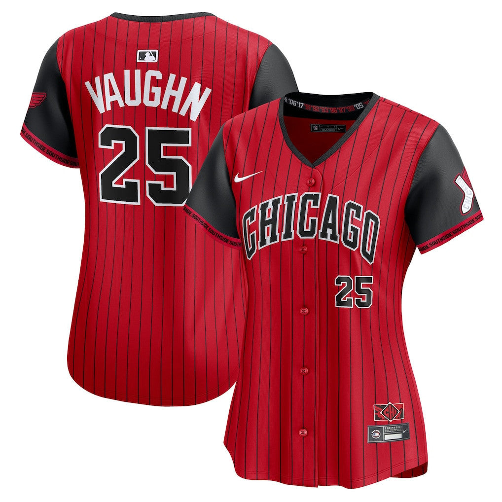 Andrew Vaughn 25 Chicago White Sox Women's 2025 City Connect Limited Jersey - Red/Black