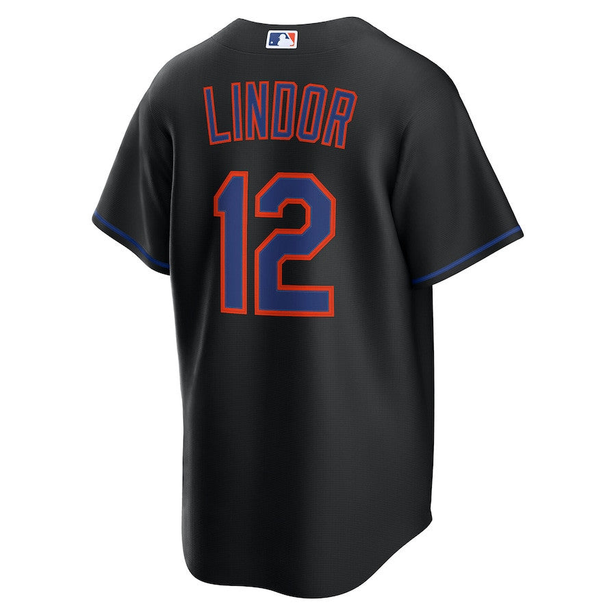 Francisco Lindor 12 New York Mets Alternate 2.0 Player Men Jersey - Black