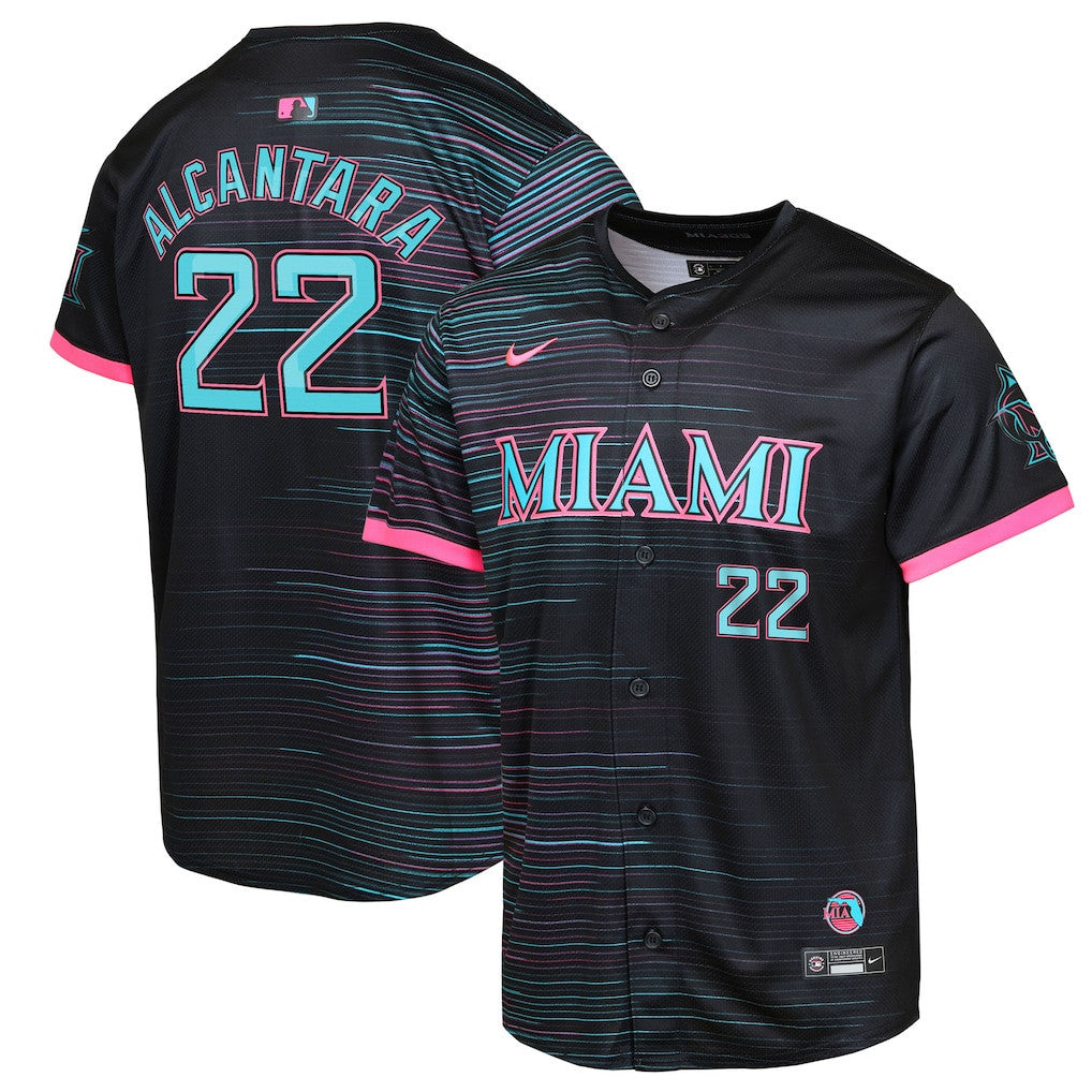 Sandy Alcantara 22 Miami Marlins 2025 City Connect Limited YOUTH Jersey - Black