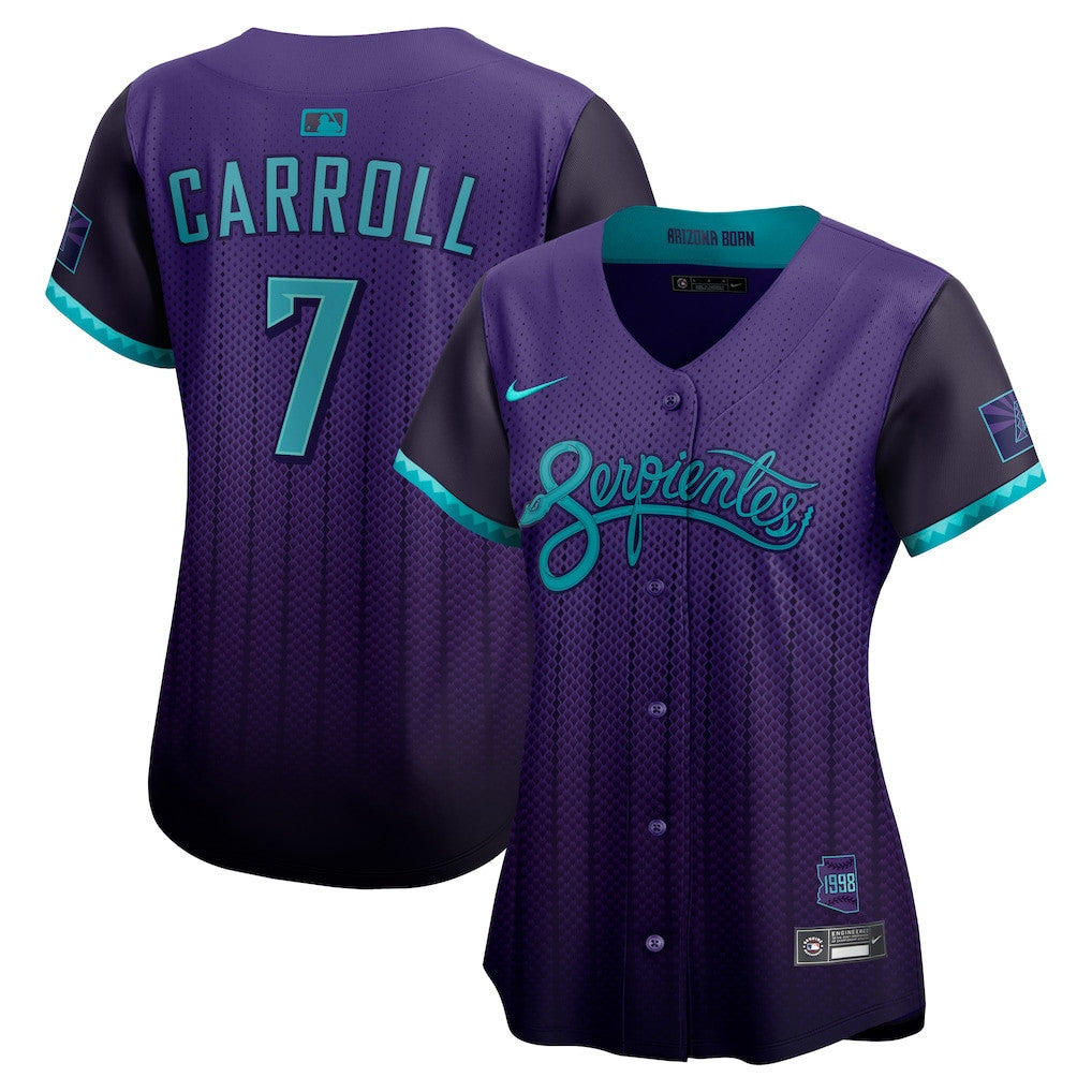 Corbin Carroll 7 Arizona Diamondbacks Women's 2025 City Connect Limited Player Jersey - Purple