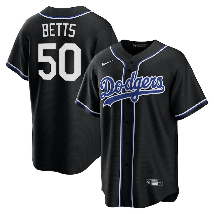 Mookie Betts 50 Los Angeles Dodgers Lights Out Men Jersey - Black