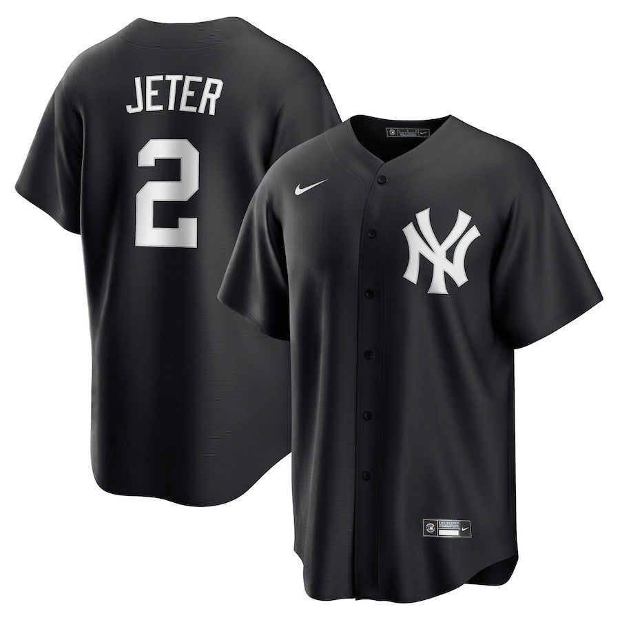 Derek Jeter 2 New York Yankees Lights Out Men Jersey - Black