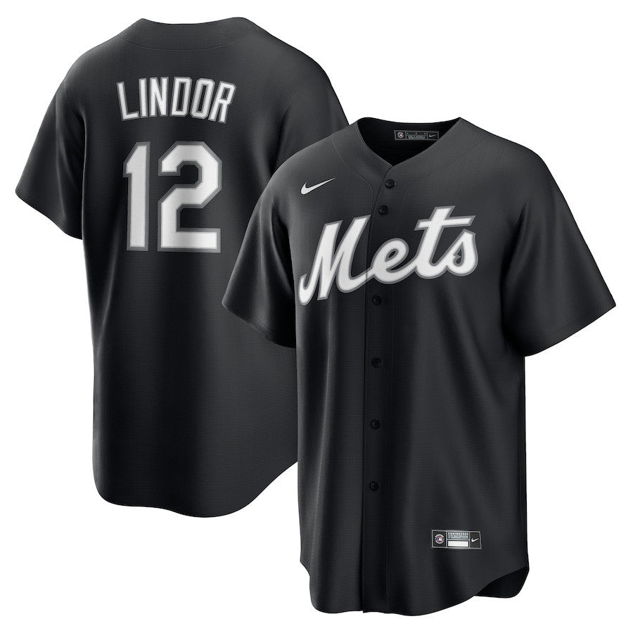 Francisco Lindor 12 New York Mets Lights Out Men Jersey - Black