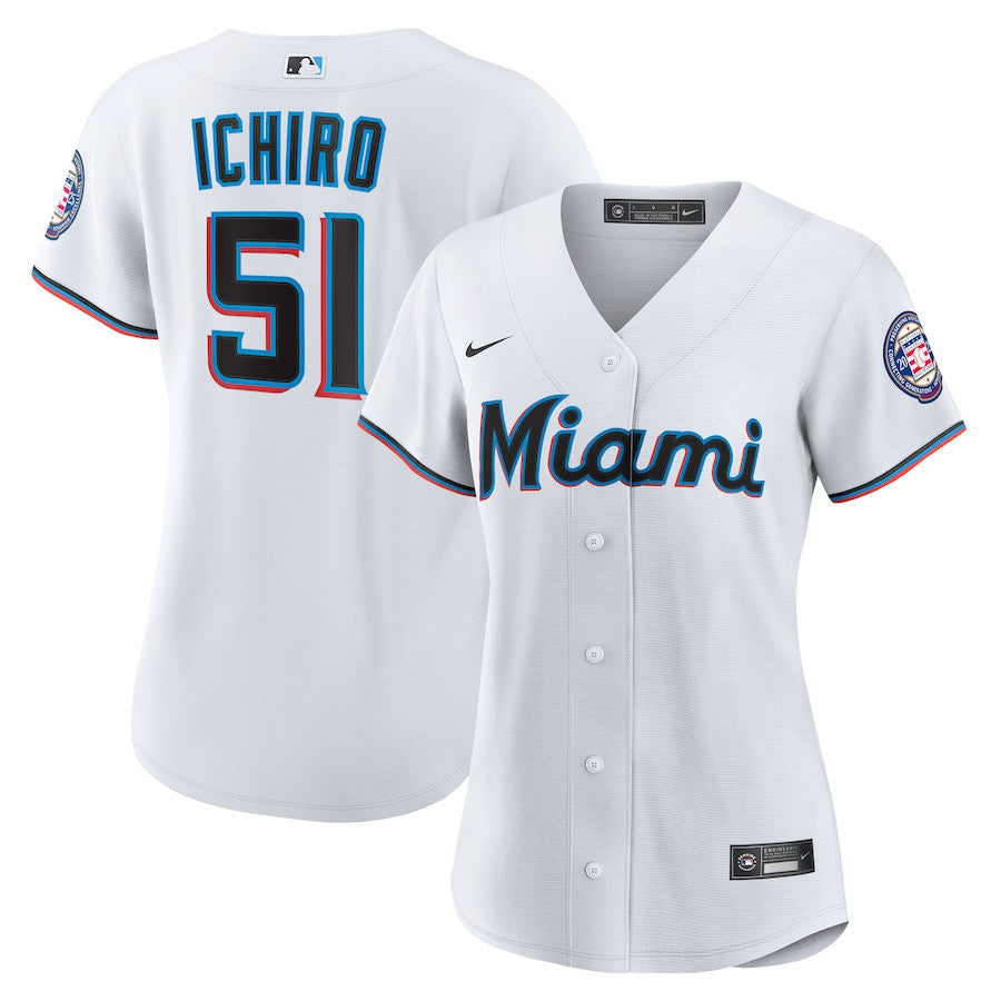 Ichiro Suzuki 51 Miami Marlins Women's 2025 Baseball Hall of Fame Jersey - White