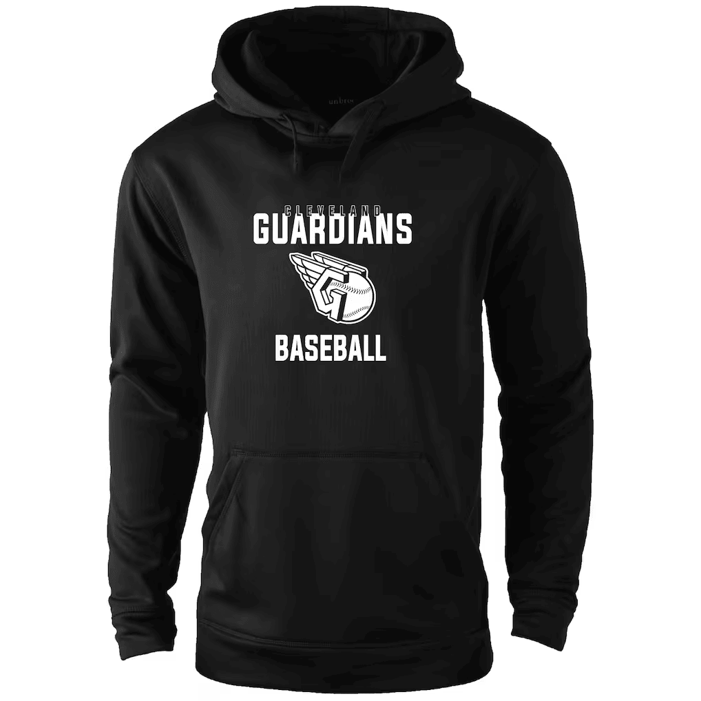 Cleveland Guardians Black Classic Logo Front Print Baseball Hoodie